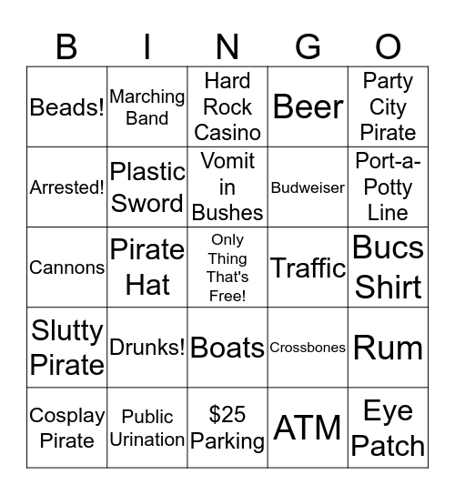 Gasparilla Bingo Card