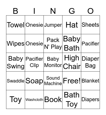 Baby Galione Bingo Card