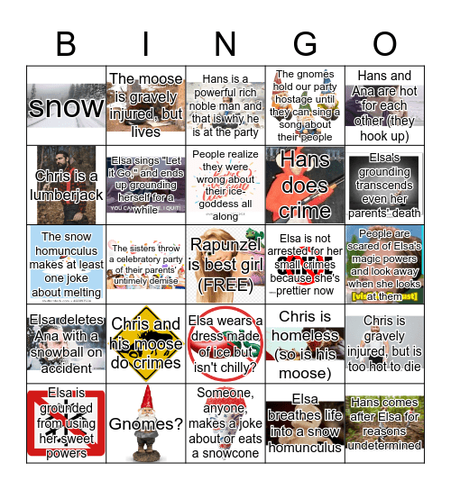 Frozen Bingo Card