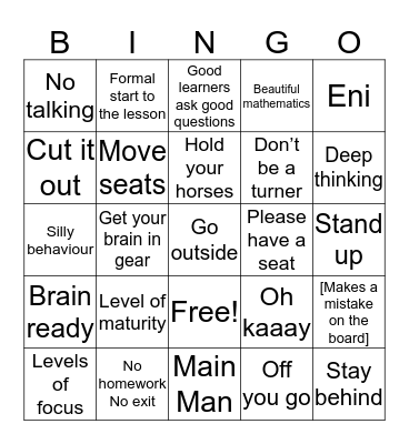 Maths Lesson Bingo 2 Bingo Card