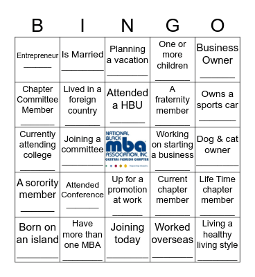 Central Florida National Black MBA  Bingo Card