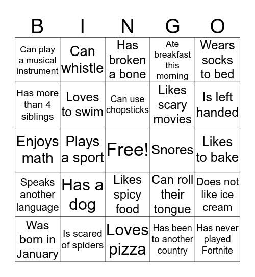 Find Someone Who Bingo Card