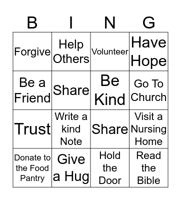 COME FOLLOW ME Bingo Card