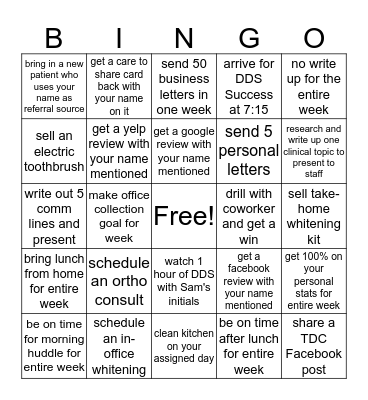 TDC Weekly Bingo  Bingo Card