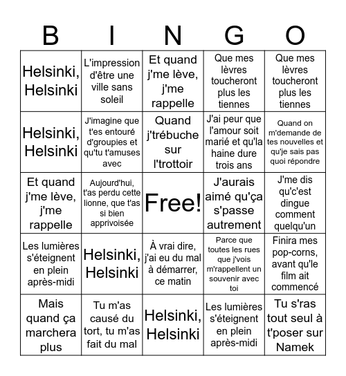 Helsinki Bingo Card