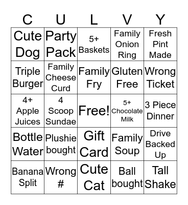 Front Bingo Card