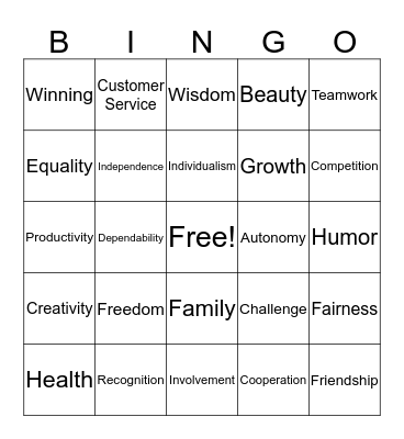 Inspire a Shared Vision Bingo Card