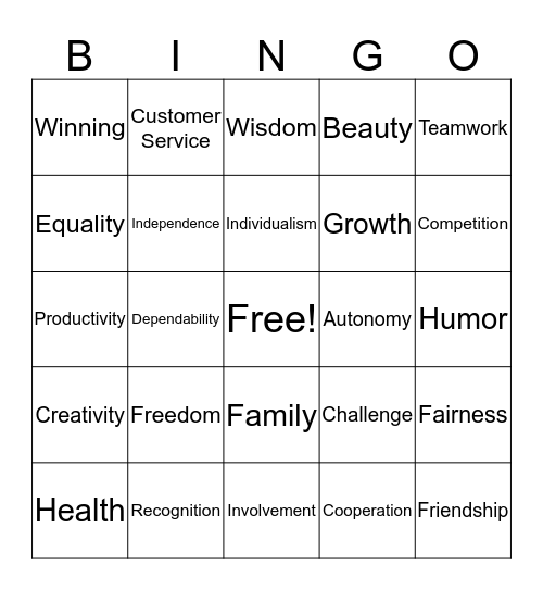 Inspire a Shared Vision Bingo Card
