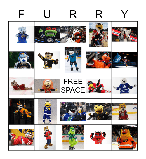NHL All-Star Mascot Bingo Card