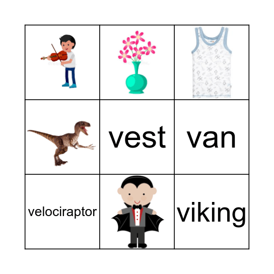 'V' Bingo Card
