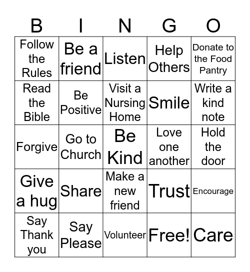 COME FOLLOW ME Bingo Card