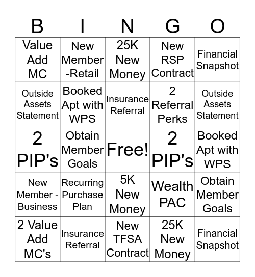Investment Campaign Bingo - Advisor Bingo Card