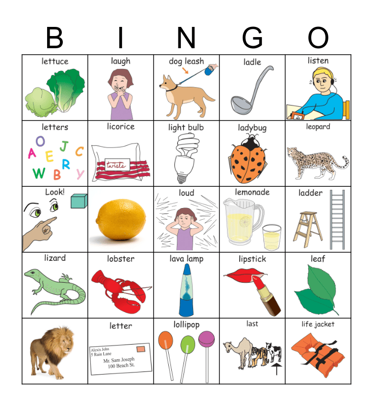 L Bingo Card