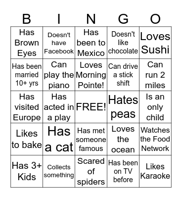 Icebreaker Bingo Card