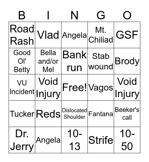 EMS BINGO Card