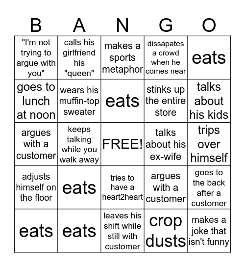 BANGO Bingo Card