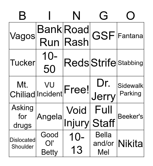 EMS BINGO Card