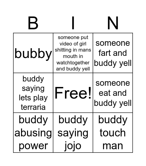 buddy bingo Card