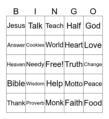 God Helps Us Bingo Card