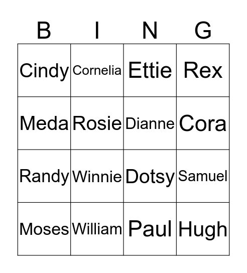 Who's Who Bingo Card