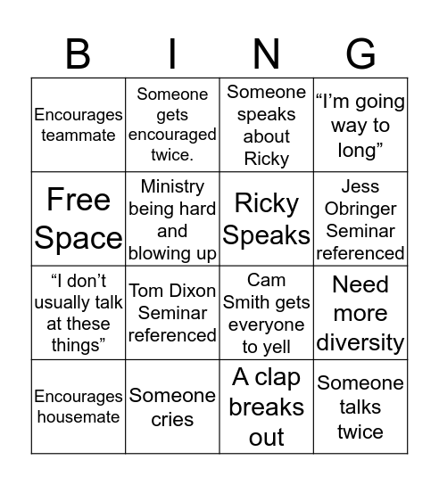GWLW Metro Time Bingo Card