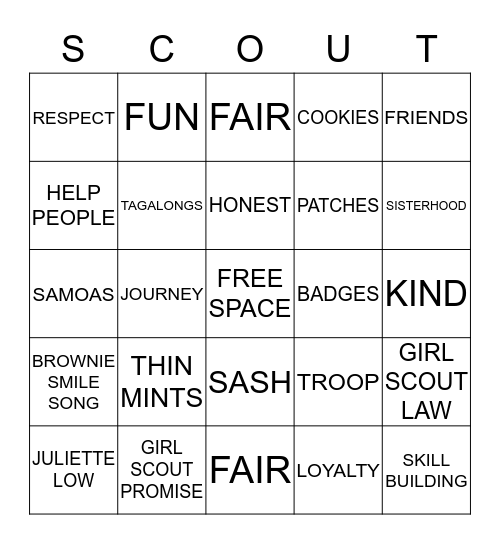 BROWNIE BINGO Card