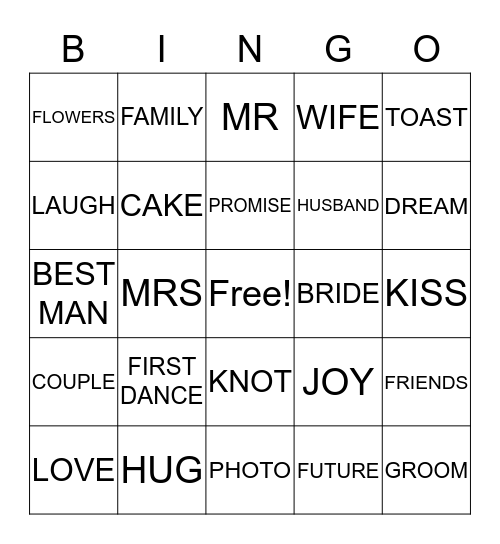 HERE COME THE BRIDES Bingo Card