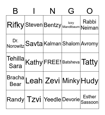 Bas Mitzvah Bingo! Bingo Card