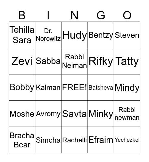 Bas Mitzvah Bingo! Bingo Card