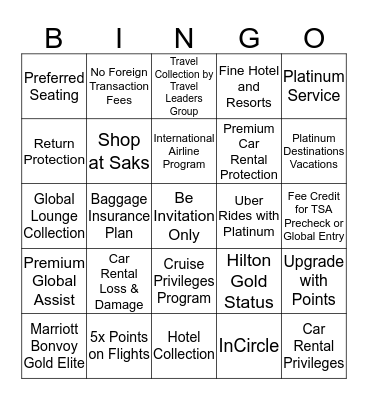 Benefits Bingo Card