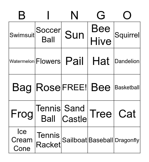 Animals Bingo Card