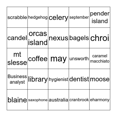 How well do you know Sandra & Jordan? Bingo Card