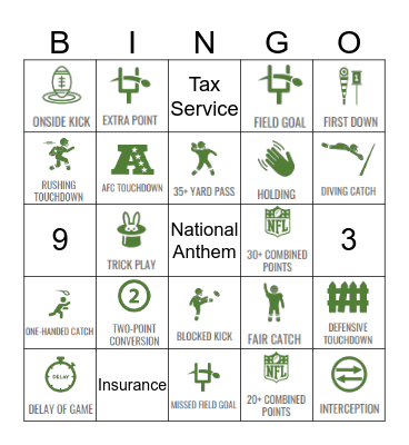 Super Bowl LIV Bingo Card
