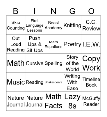 Thaddeus' Bingo Card! Bingo Card