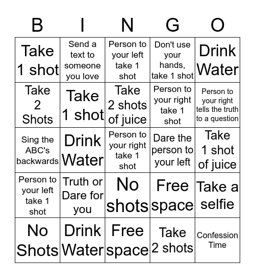 Drunken Bingo Card