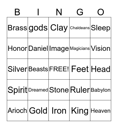 Nebuchadnezzar's Dream Bingo Card