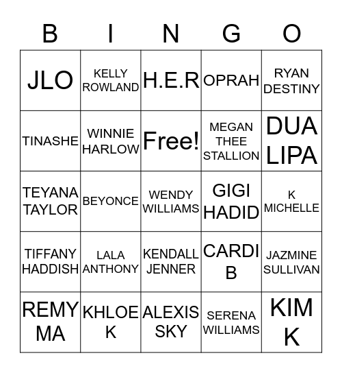 Hip-Hop Bingo Card