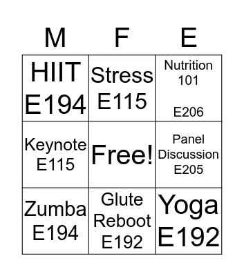 Multicultural Fitness Expo Bingo Card