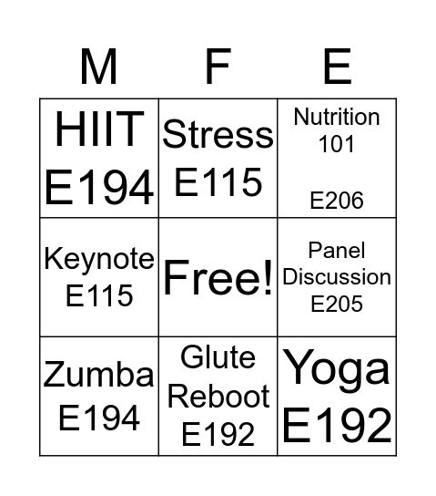 Multicultural Fitness Expo Bingo Card