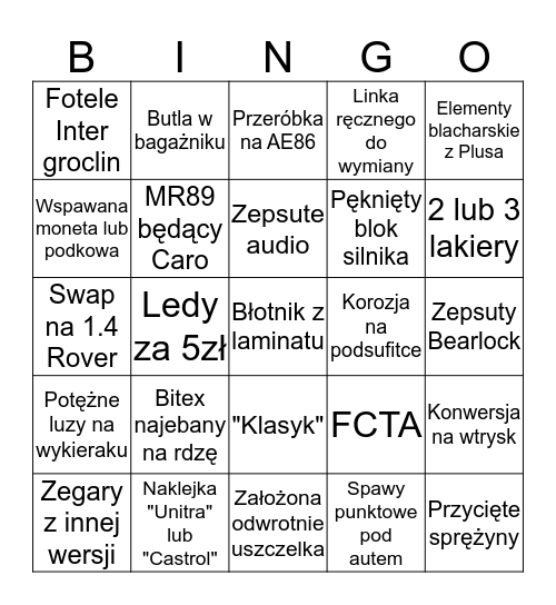 Polonez Bingo Card