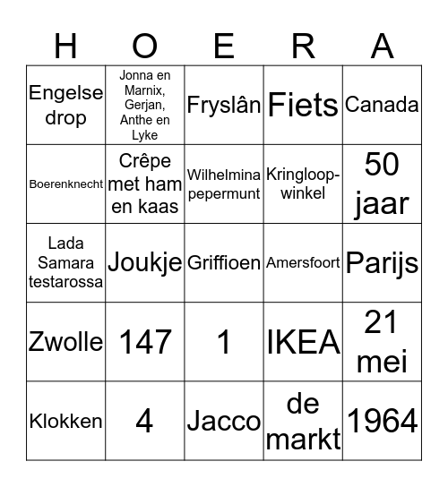 Hemme en Jantje Bingo Card