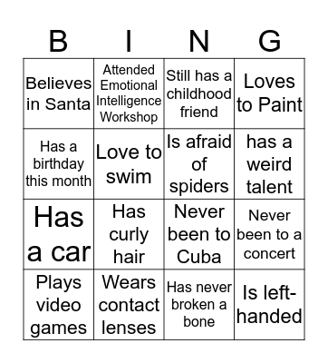 ICE BREAKER  Bingo Card