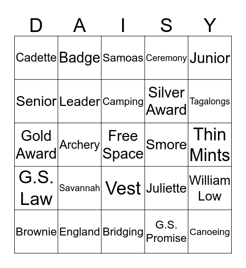 Juliette Low BINGO Card