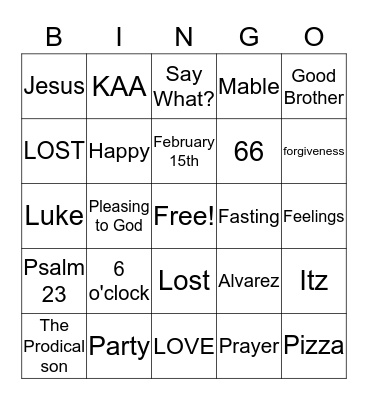 Say "JESUS" Bingo Card
