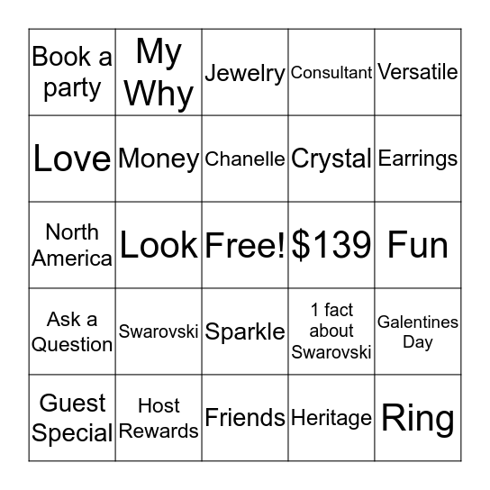 BLINGO Bingo Card