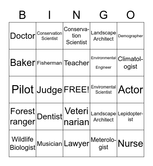 What do people do? Bingo Card