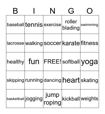 Fun In The Sun BINGO Card