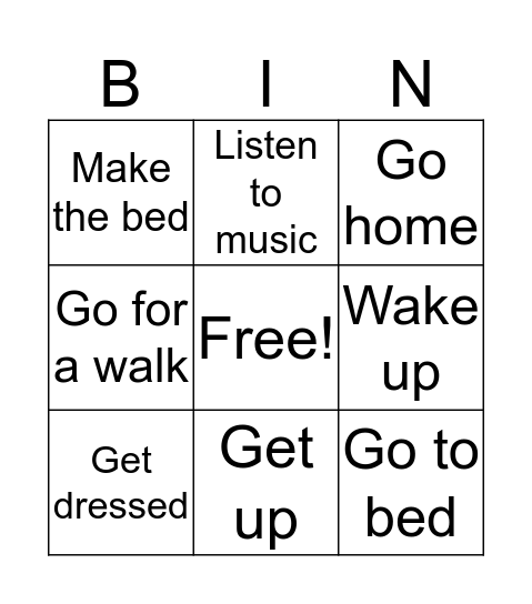 Daily routine  Bingo Card