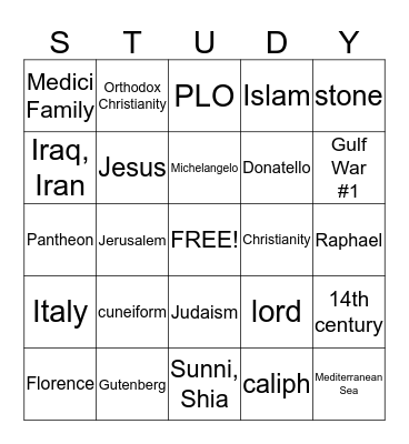 Global Studies Review Bingo Card