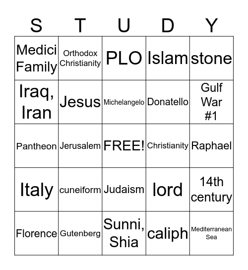 Global Studies Review Bingo Card